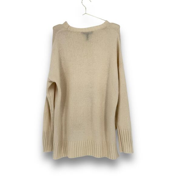 BCBGMaxazria Ivory Wool Cashmere Blend Oversized Slouchy Sweater, Size M Casual - Picture 2 of 6